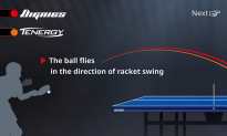 1: La pelota vuela en la direccin de golpeo con una trayectoria ms elevada gracias a la sujecin de la pelota en la raqueta.