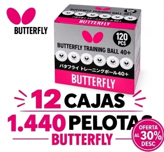 OFERTA PACK 12 Cajas Pelotas Butterfly Training 40+ 120u OFERTA PACK 12 Cajas Pelotas Butterfly Training 40+ 120u
